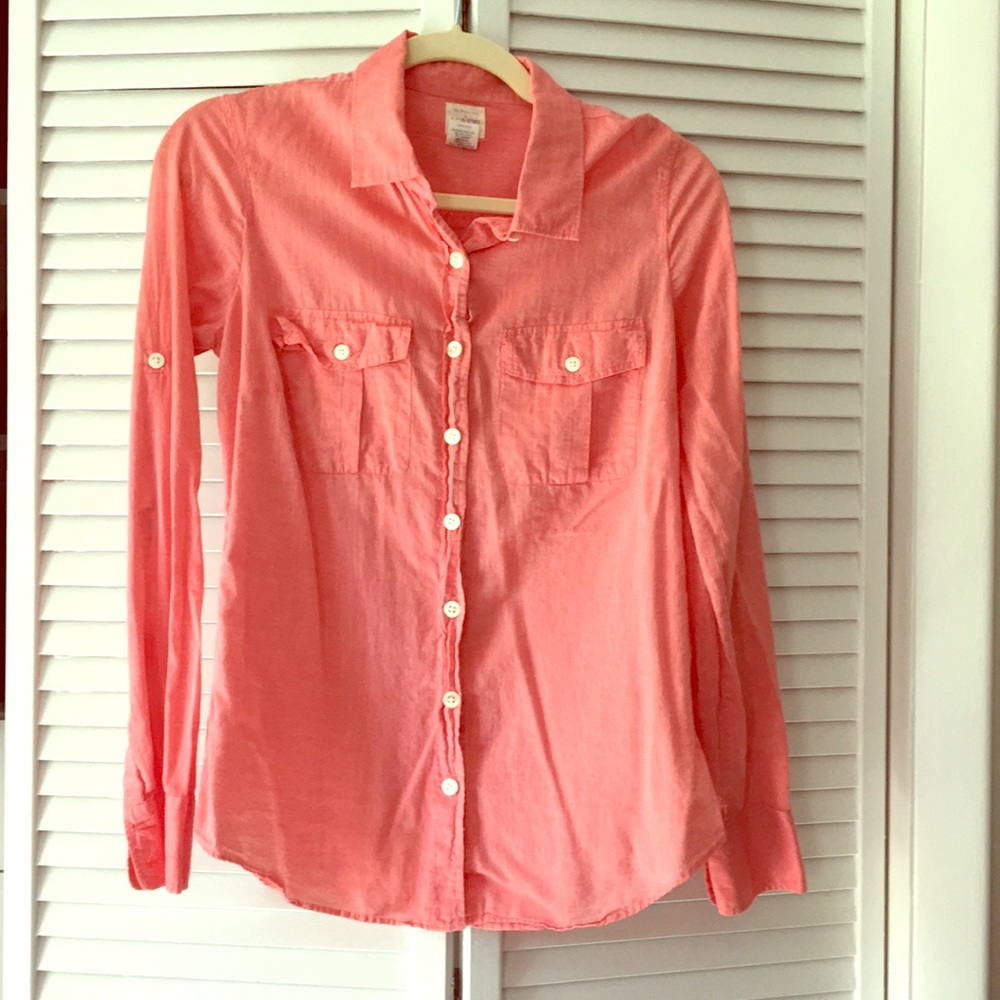 Small J. Crew Perfect Shirt in Lovely Salmon Color